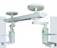 Ceiling-mounted supply beam system / with shelves / articulated