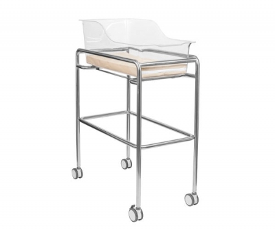 Hospital bassinet / on casters / transparent