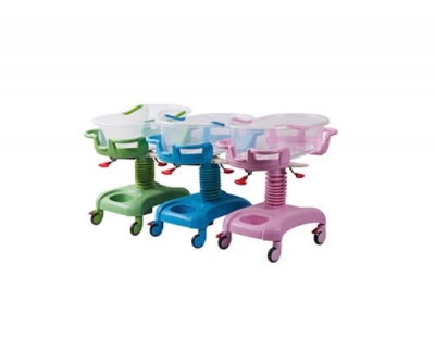 Trendelenburg hospital bassinet / on casters / height-adjustable / transparent