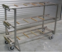3-shelf shelving unit / stainless steel / mobile / mortuary storage